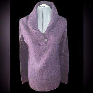 GAP Women’s Purple Plum Sweater Inside out Seam Cowl Neck with Button Size L